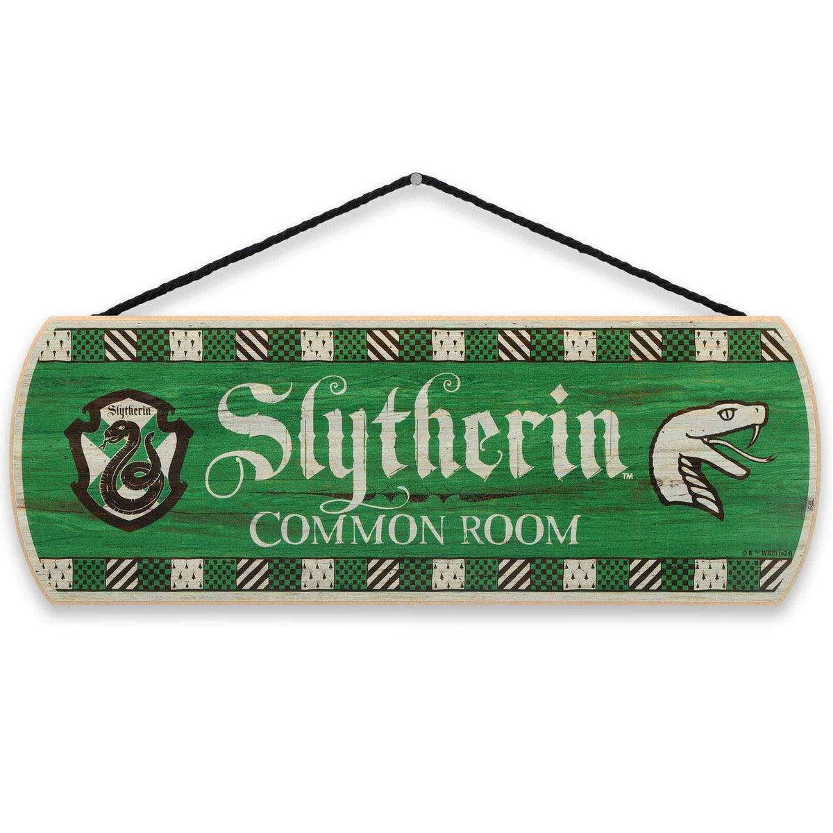 Open Road Brands Slytherin Common Room sign with crest, perfect for teen bedrooms.