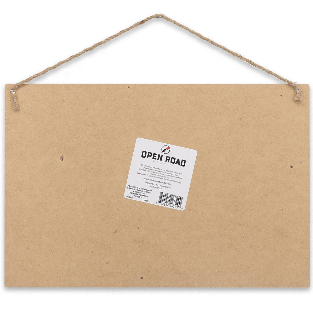 Open Road Brands SpongeBob sign made of MDF with rope for easy hanging