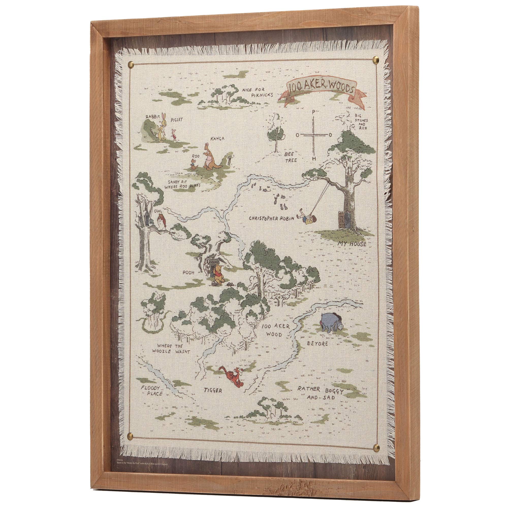 Open Road Brands Hundred Acre Wood map illustration framed wall art for cozy play spaces