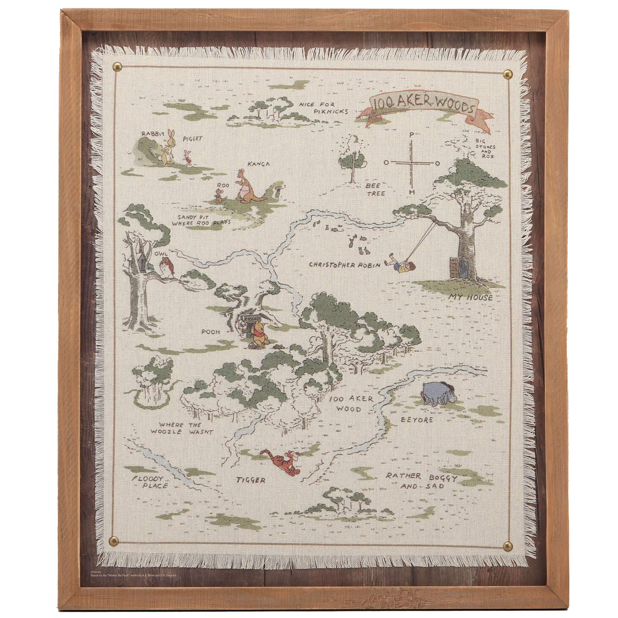 Open Road Brands Winnie the Pooh map framed wall decor adds playful charm to a child's room