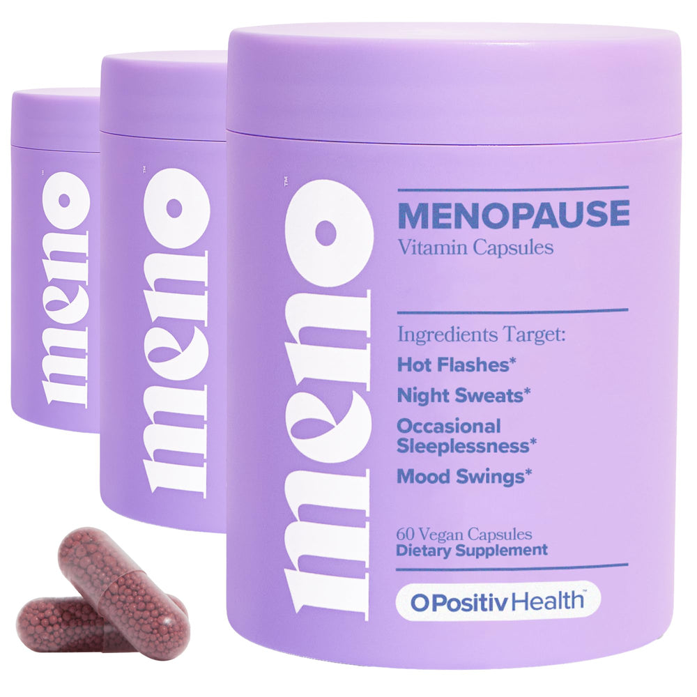 O Positiv MENO bottle close-up with capsules and label