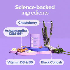 O Positiv MENO ingredient blend including Black Cohosh and Ashwagandha