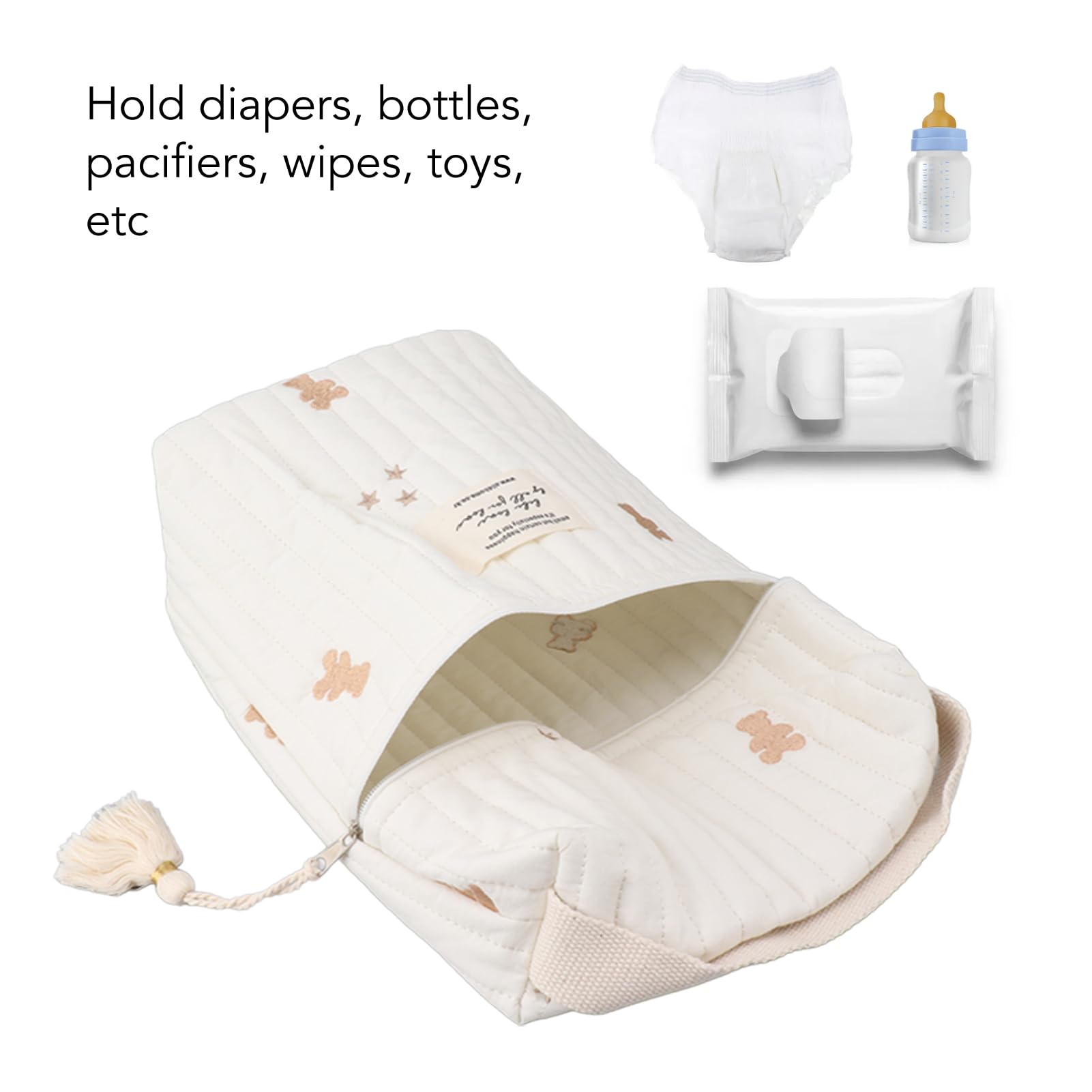OPPWONG quilted embroidery pattern on diaper bag for style