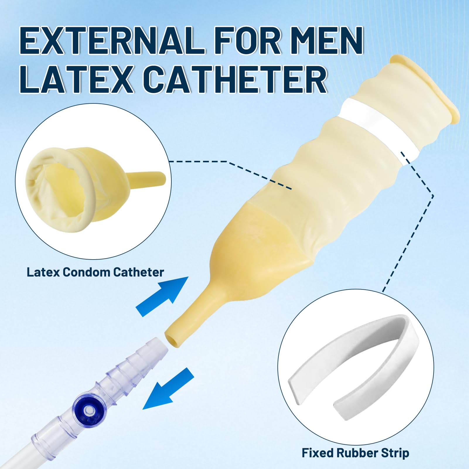 Soft latex material offers comfortable wear with protective features.