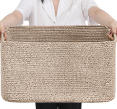 Optish 75L blanket basket front view showing spacious storage for blankets and toys