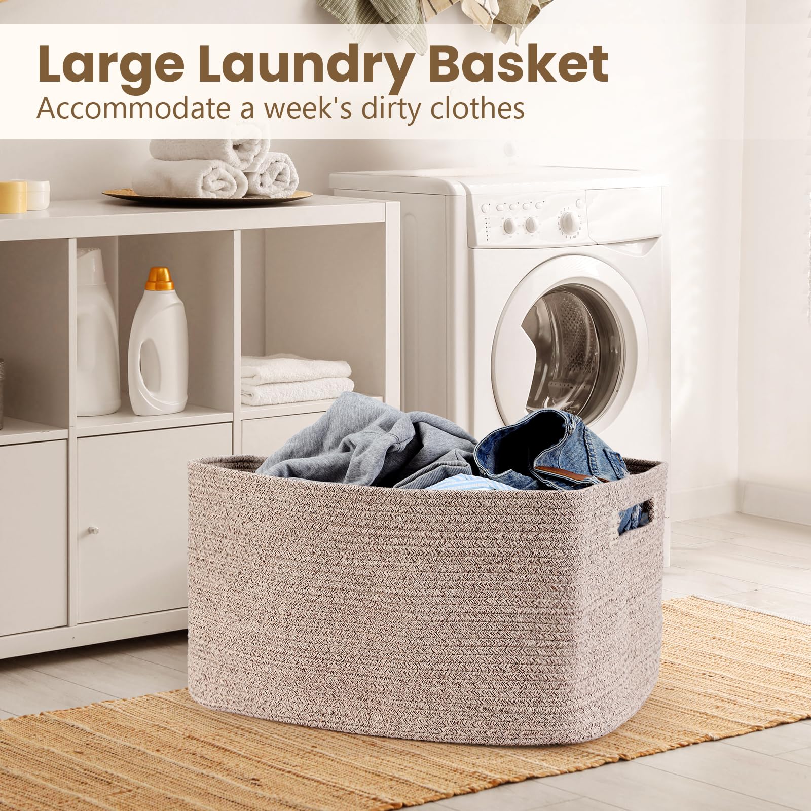 Optish 75L blanket basket with blankets demonstrating versatile storage