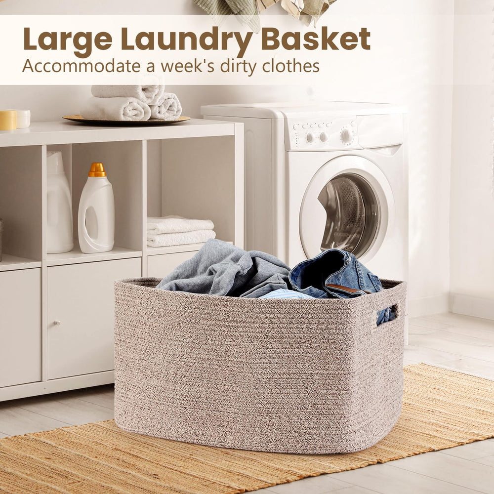 Optish 75L blanket basket with blankets demonstrating versatile storage