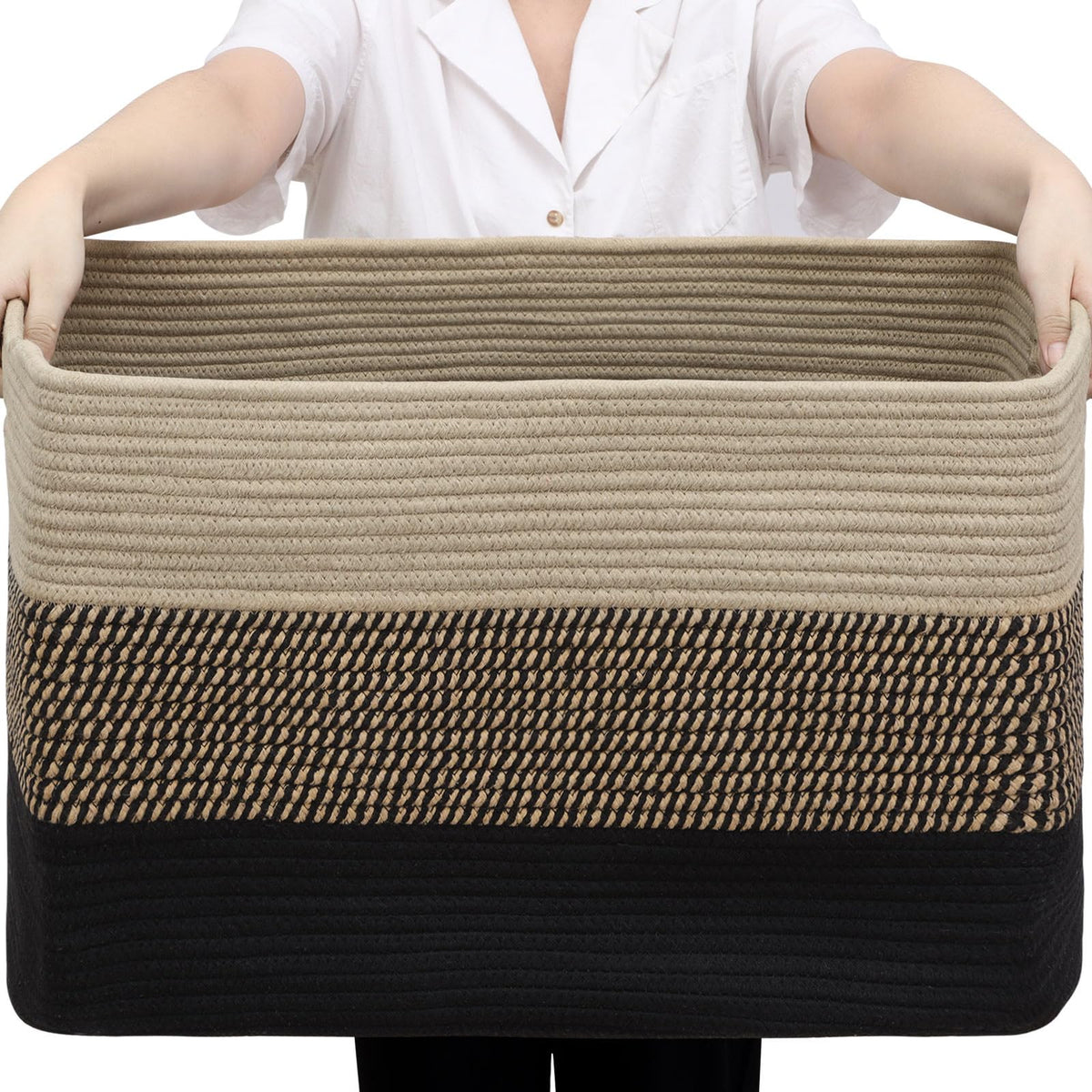 Optish 95L blanket basket, rectangular shape neatly organizing blankets