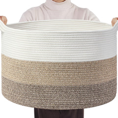 Optish Blanket Basket 20x13 front view for large storage of blankets and toys.