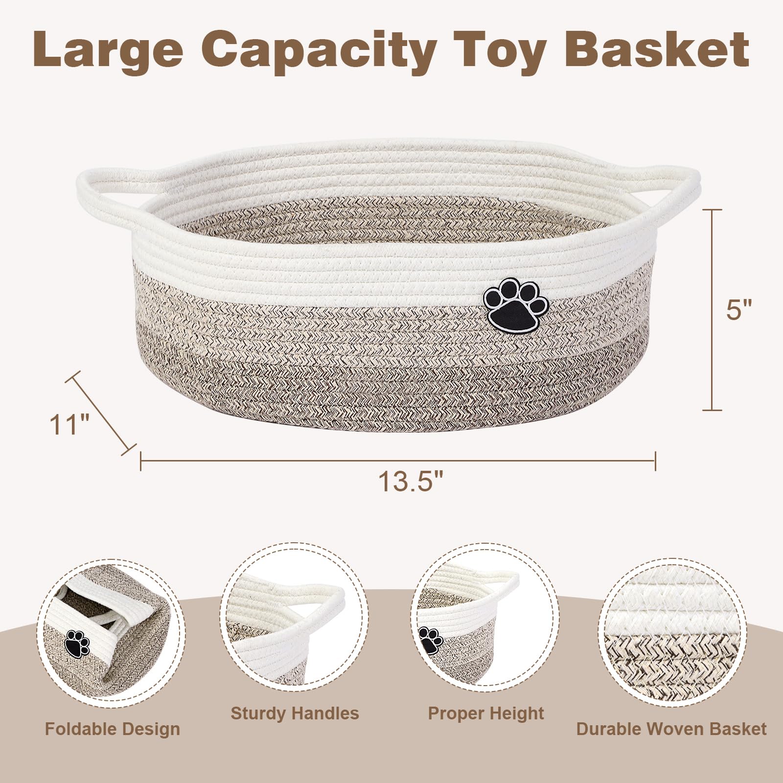 Optish dog toy basket folded storage option saves space