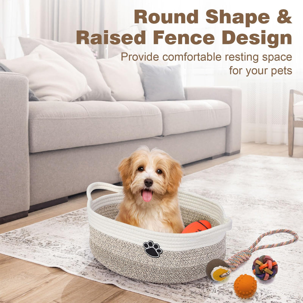 Optish dog toy basket in living room complements decor