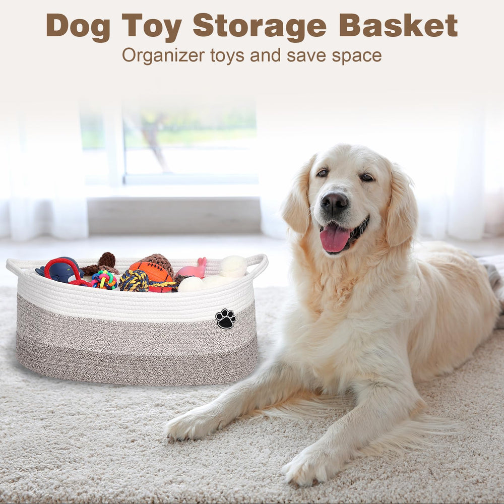 Optish dog toy basket open top for easy toy access.