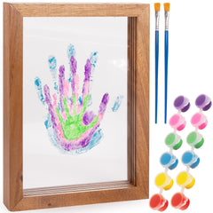 Opulent Curations family handprint frame with magnetic closure showcases maple wood craftsmanship.