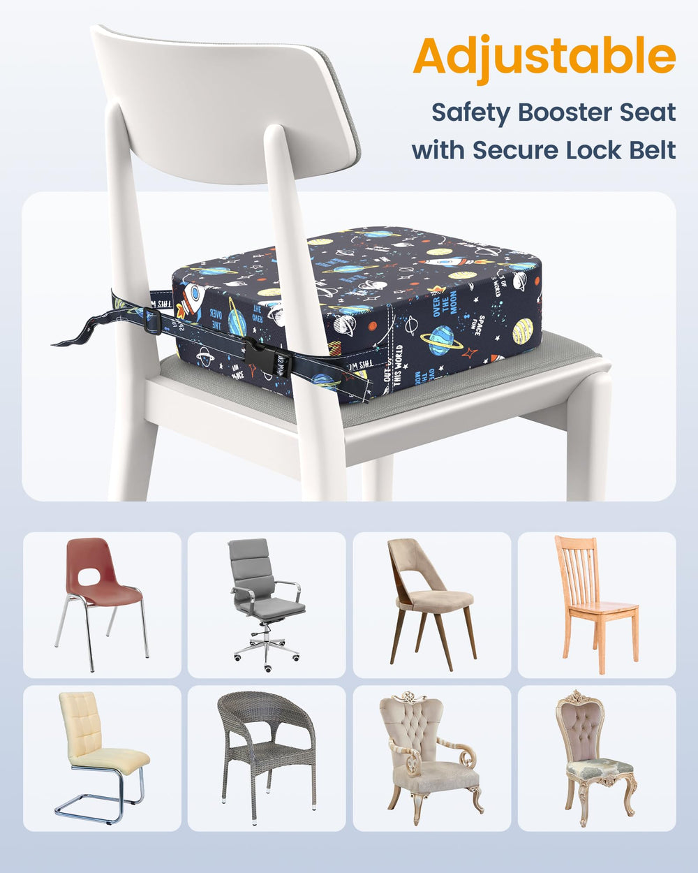 OPZAVYA portable booster seat with carry strap for travel and outings