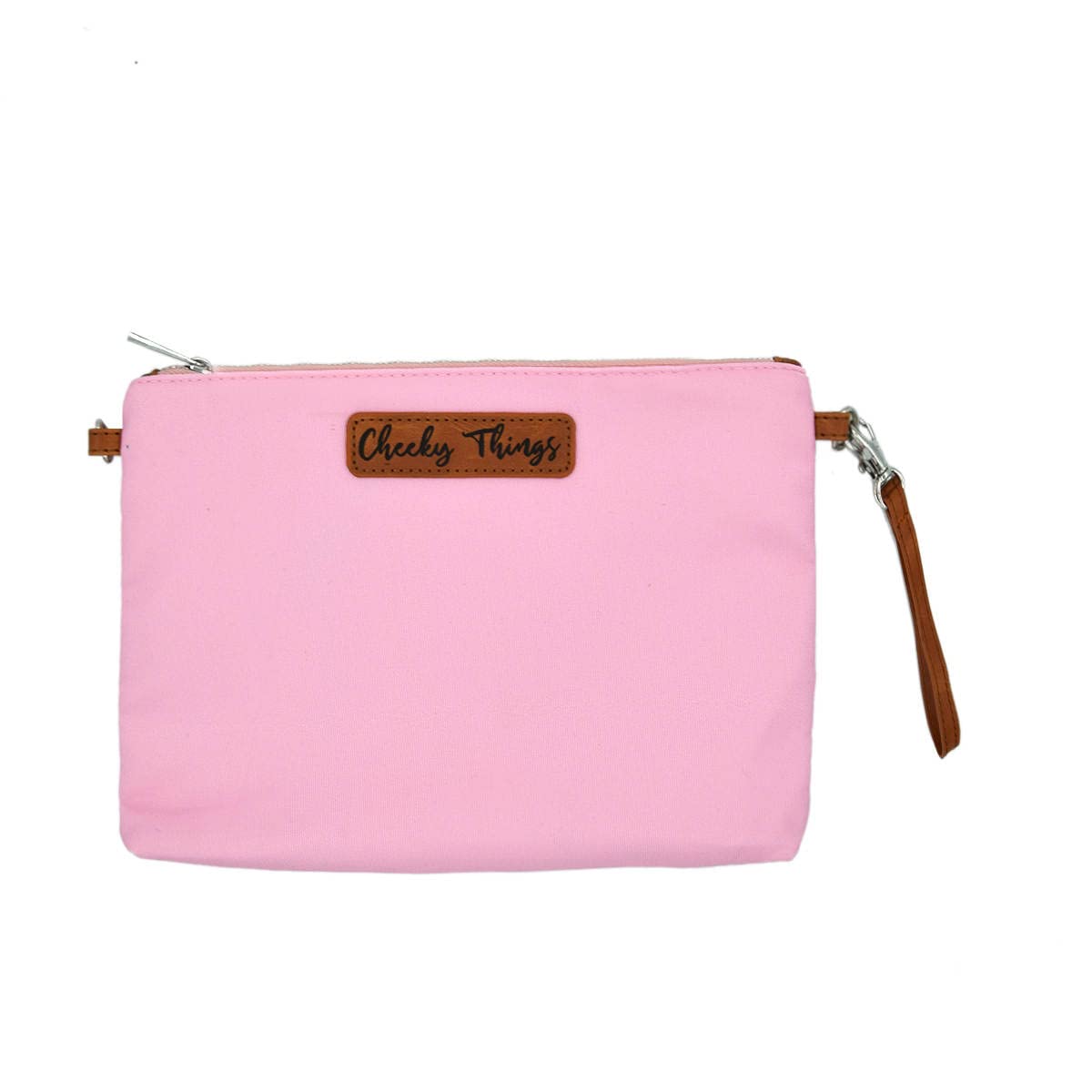 Orange Blossom Diaper Bags leather wristlet strap on the pouch for grab-and-go changes