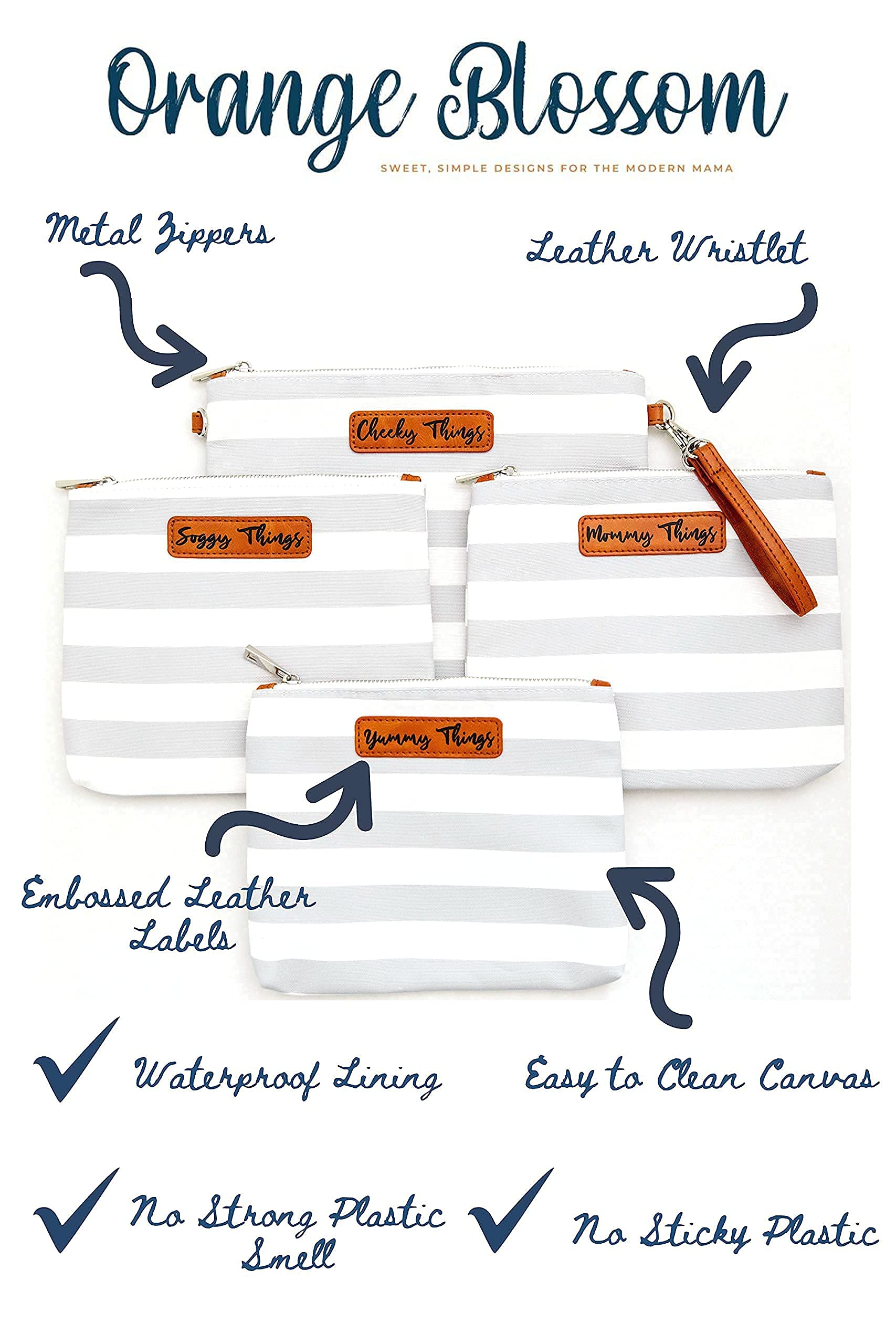 Orange Blossom washable inner lining contains spills during daily outings