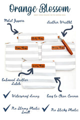 Orange Blossom washable inner lining contains spills during daily outings