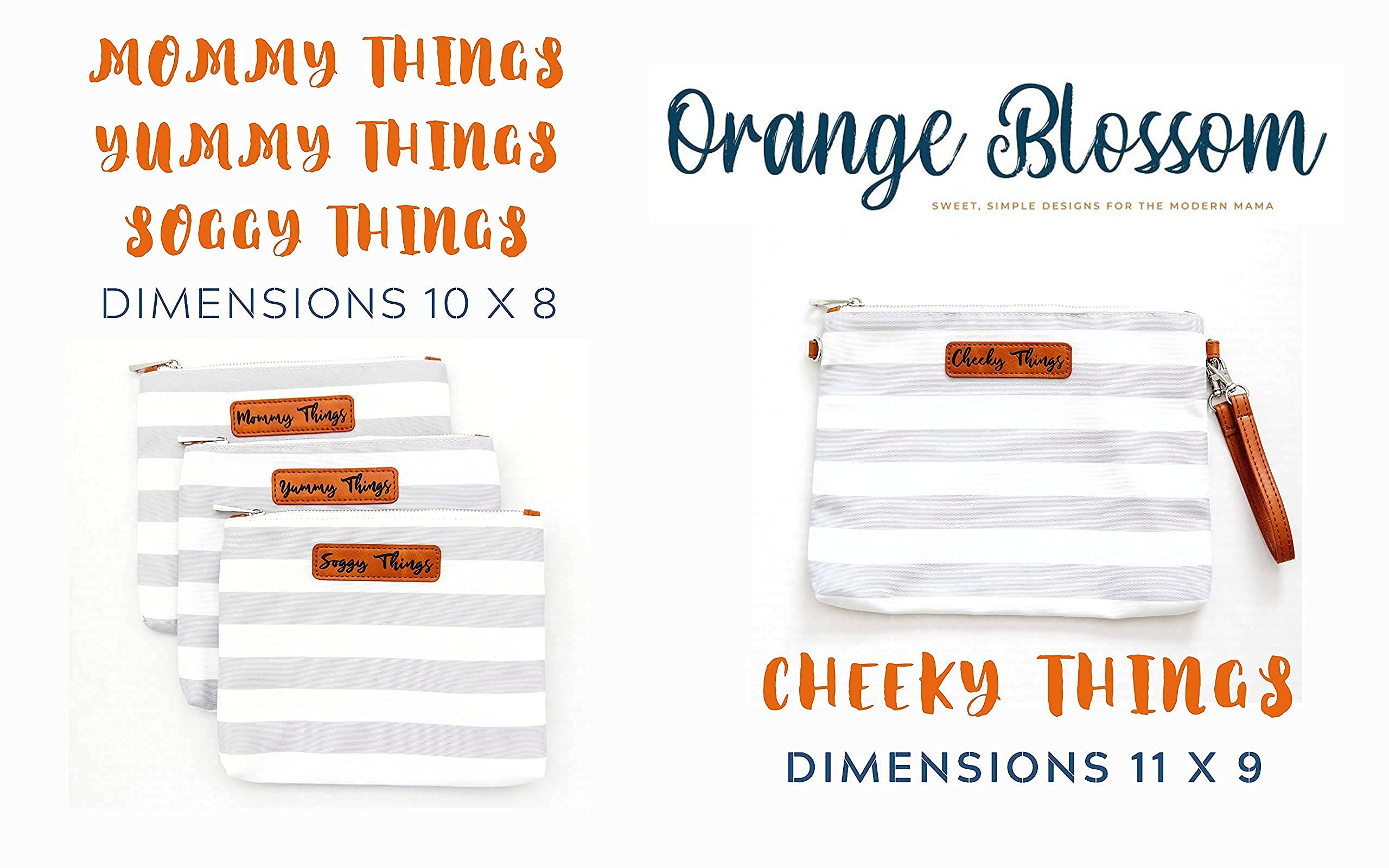 Orange Blossom leather wristlet strap on the Cheeky Things pouch for grab-and-go