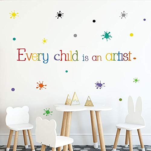 Orange Can Every Child is an Artist decal with crayon splash boosts classroom creativity and color.