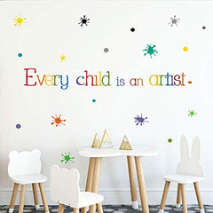 Orange Can Every Child is an Artist decal with crayon splash boosts classroom creativity and color.