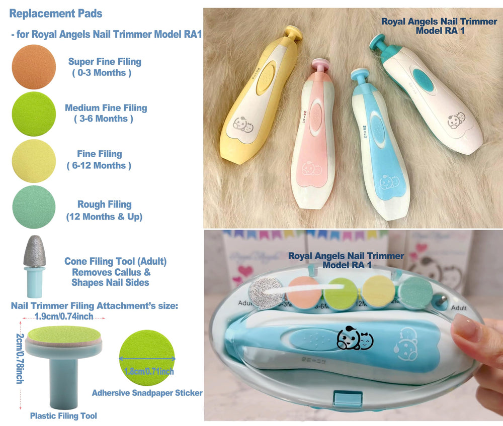 Orange super fine grinding attachment for gentle smoothing of newborn nails.