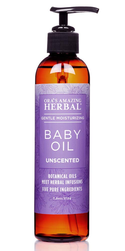 Ora's Amazing Herbal Calendula Baby Oil pump bottle for infant massage and gentle care