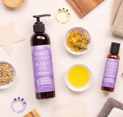 Ora's Amazing Herbal Calendula Baby Oil unscented bottle for fragrance-free comfort