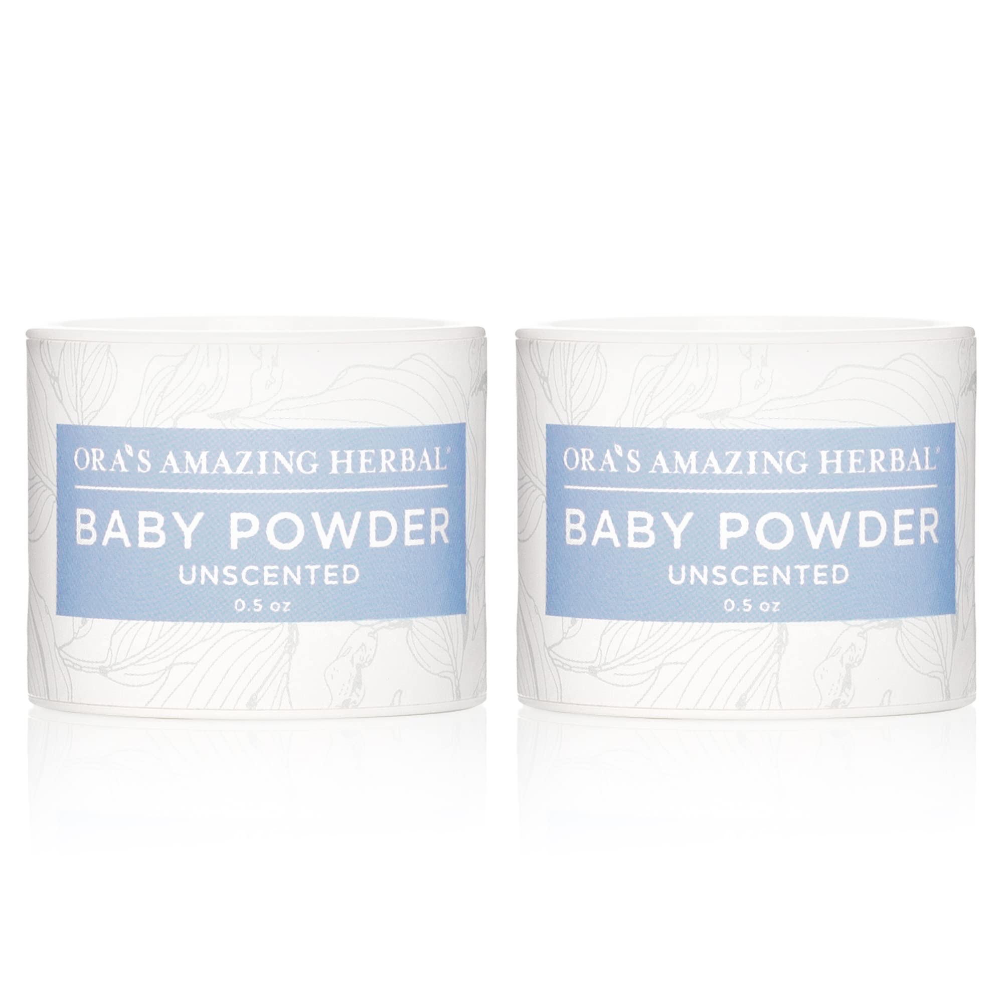 Ora's Amazing Herbal talc-free baby powder travel pack front view for on-the-go moisture control