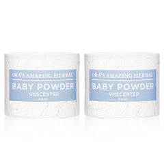 Ora's Amazing Herbal talc-free baby powder travel pack front view for on-the-go moisture control