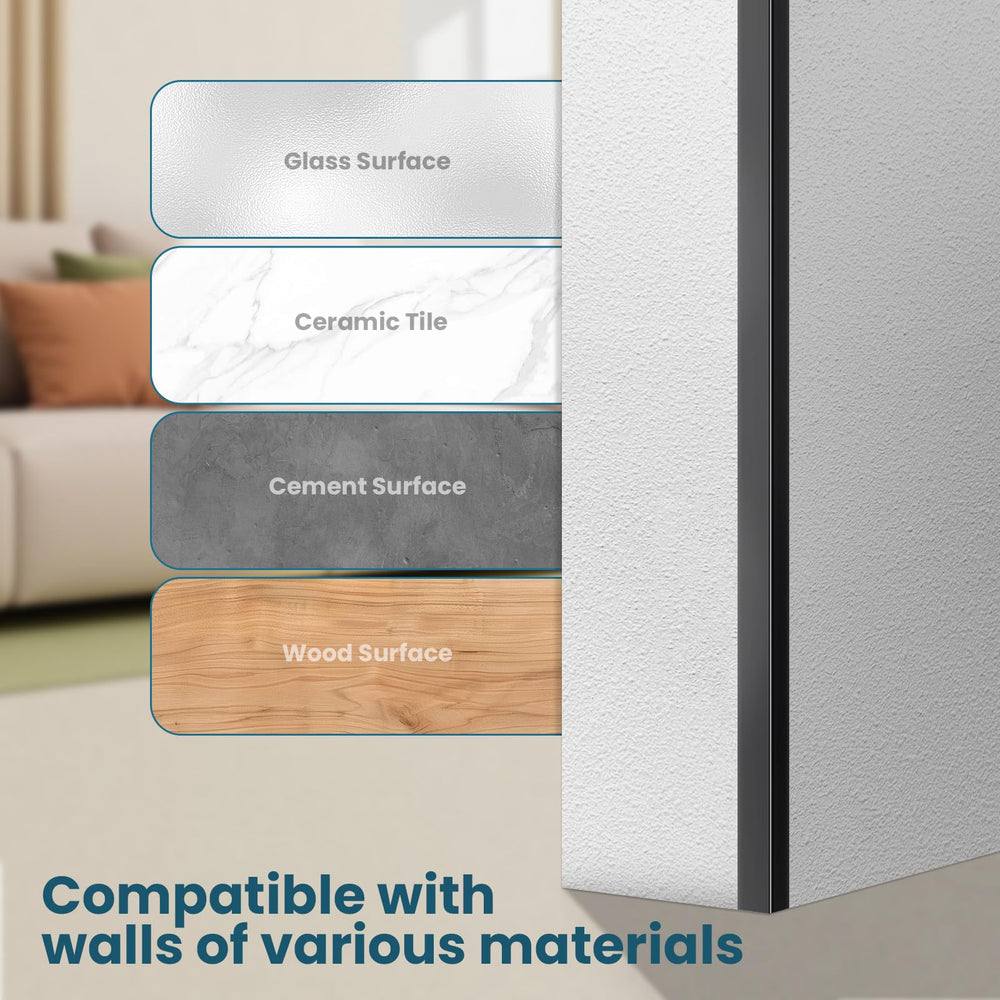 Modern interior featuring matte black Orechic corner guards on furniture edges.