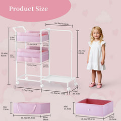 Orekemo baby clothes rack provides compact storage near the changing station.