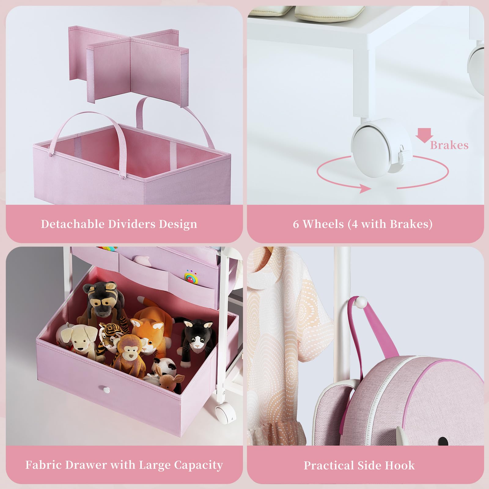 Orekemo detachable handle makes transporting the cart between rooms effortless.