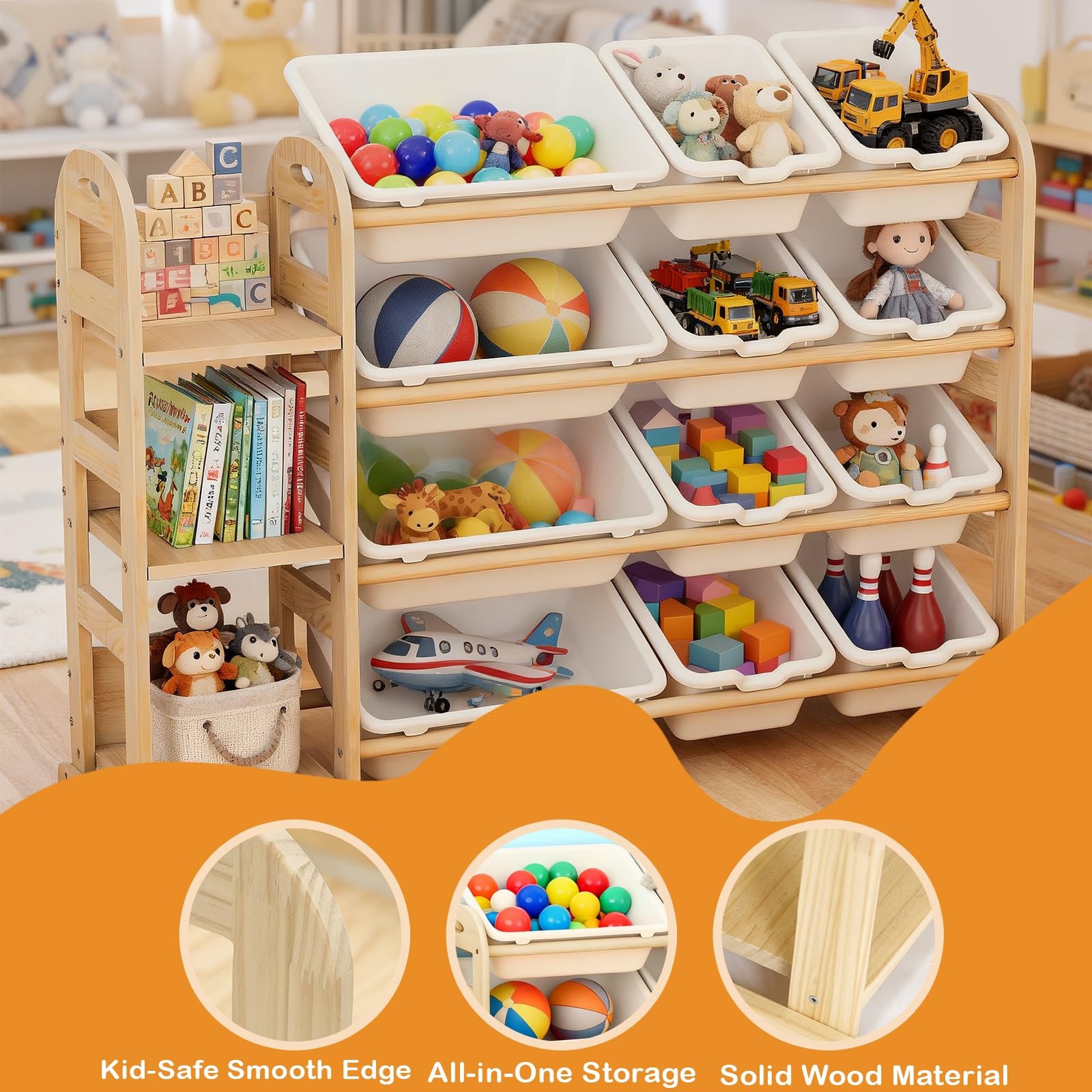 Orekemo toy storage organizer white bin detail adds modern storage look.