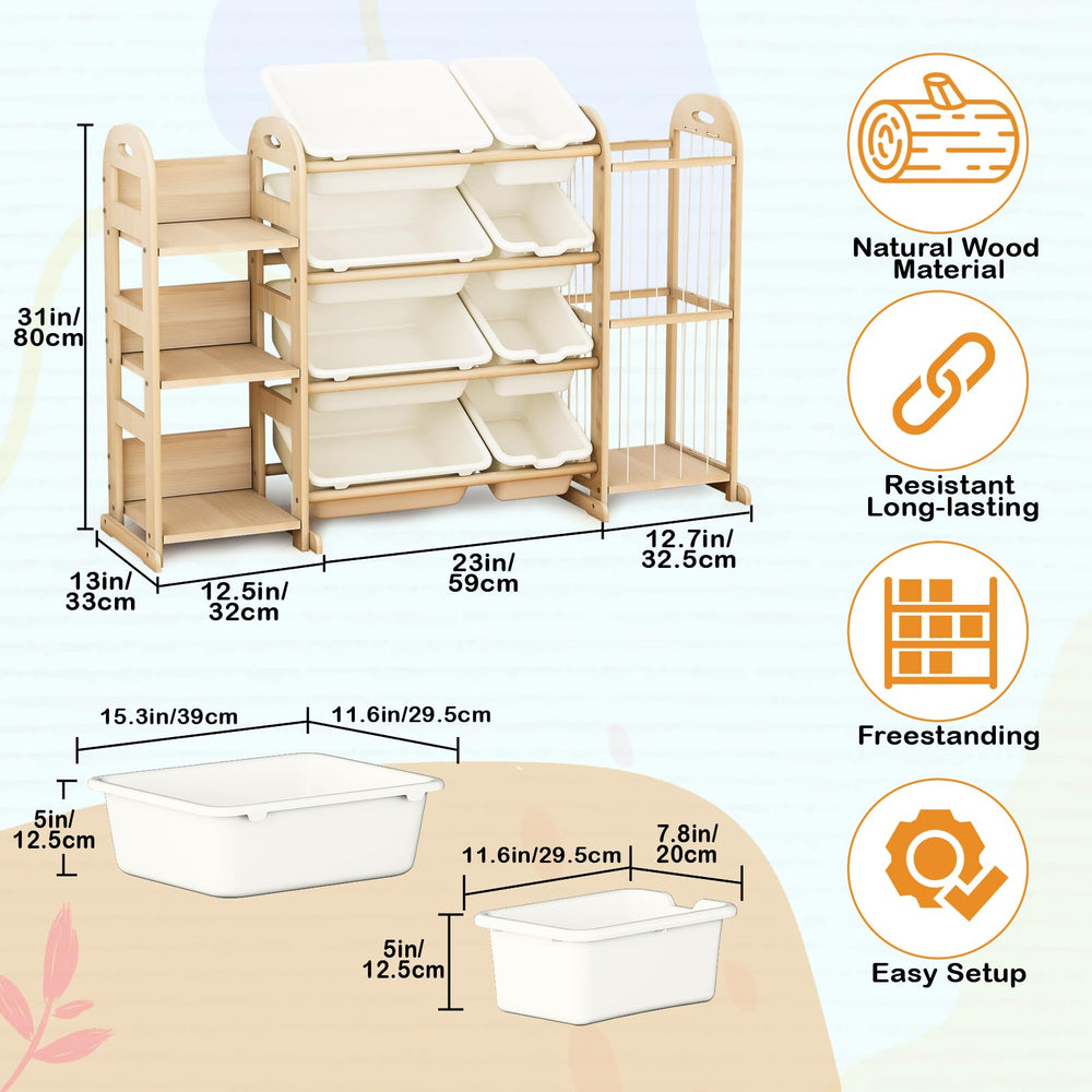 Orekemo organizer features eight small bins for quick toy sorting and cleanup.