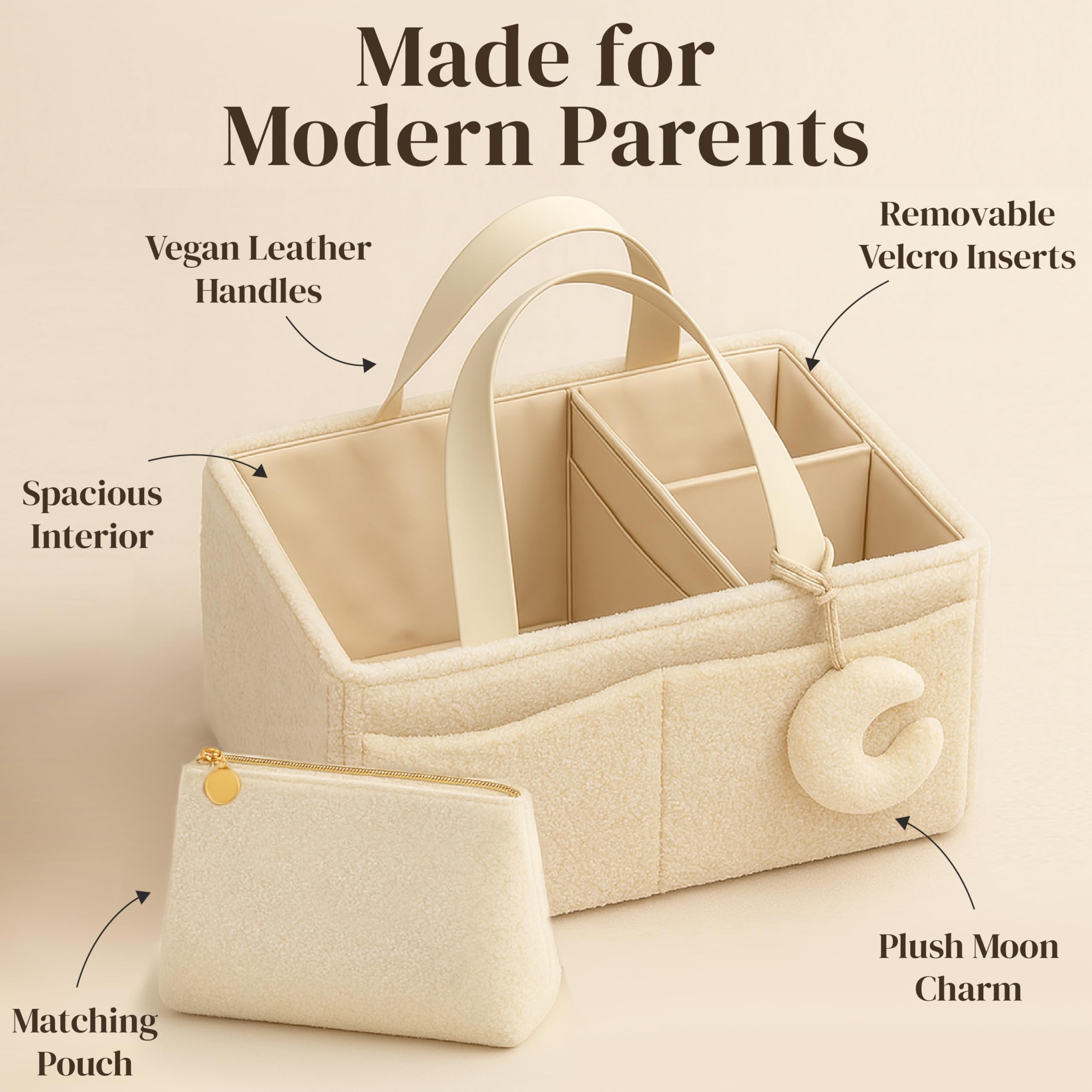 Orelle Diaper Caddy Removable Dividers customize space for busy days.