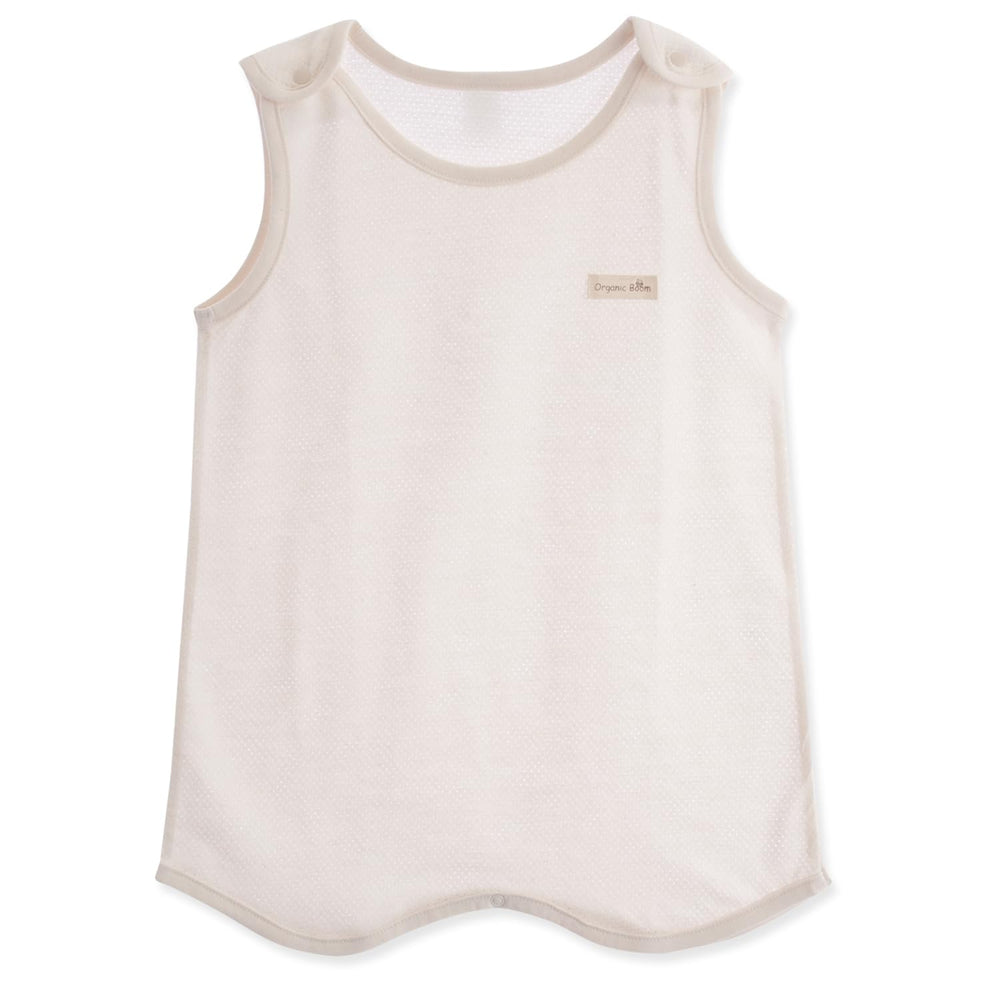 Organic Boom baby mesh jacquard vest beige, breathable for sensitive skin.