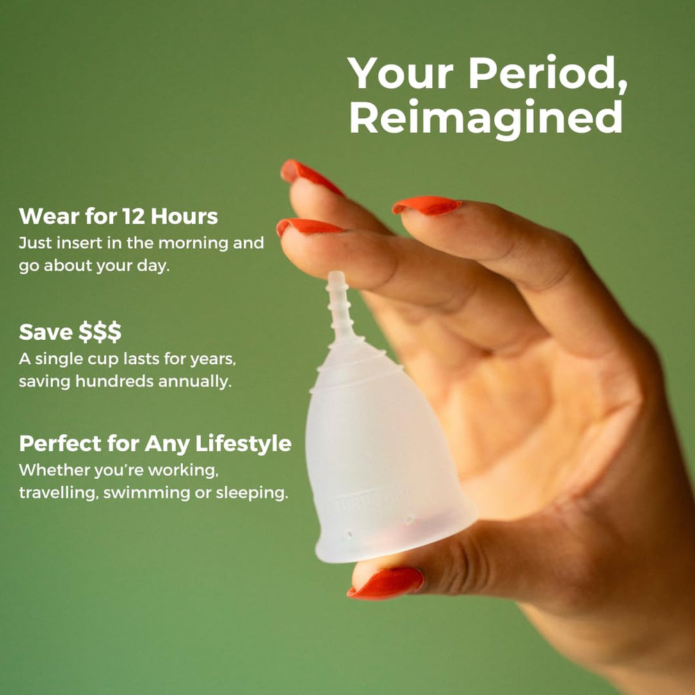 OrganiCup Size A designed for users who haven't given birth vaginally.