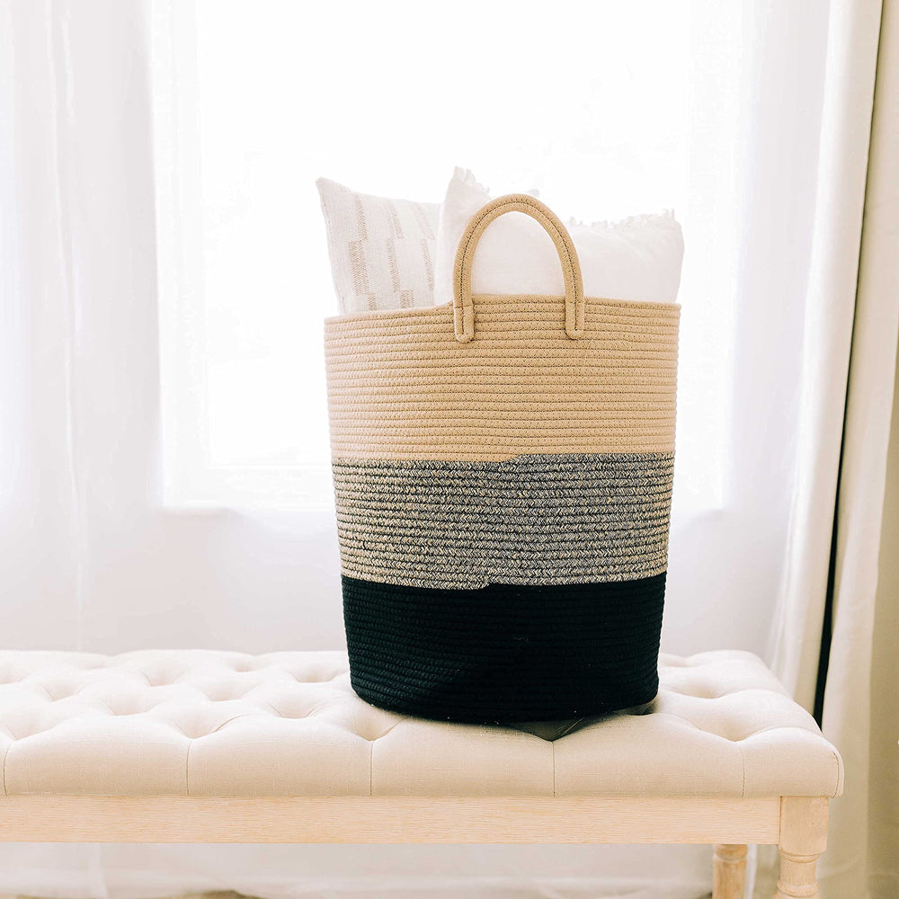 OrganiHaus bathroom hamper in a tidy bathroom setup
