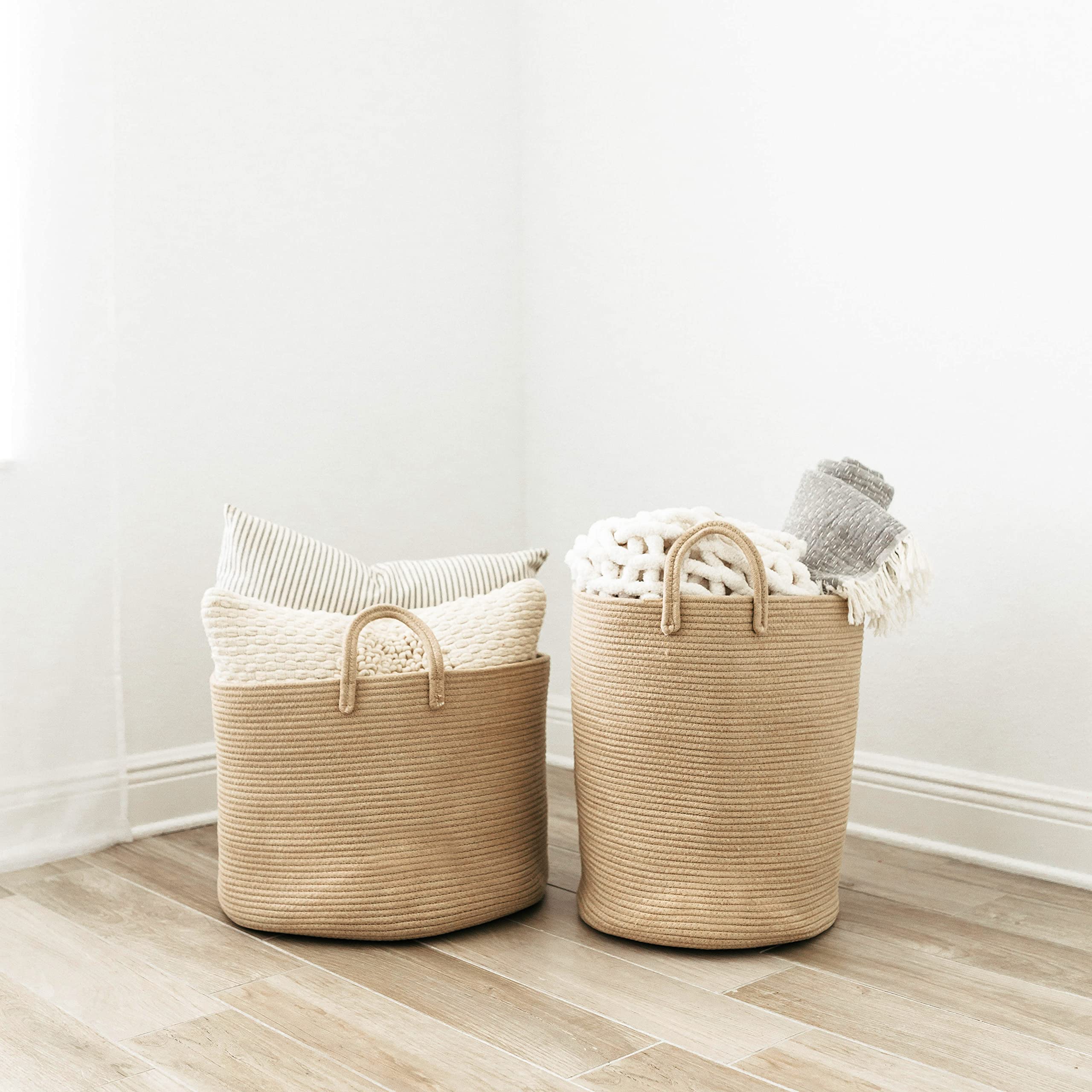 OrganiHaus foldable laundry basket for compact seasonal storage