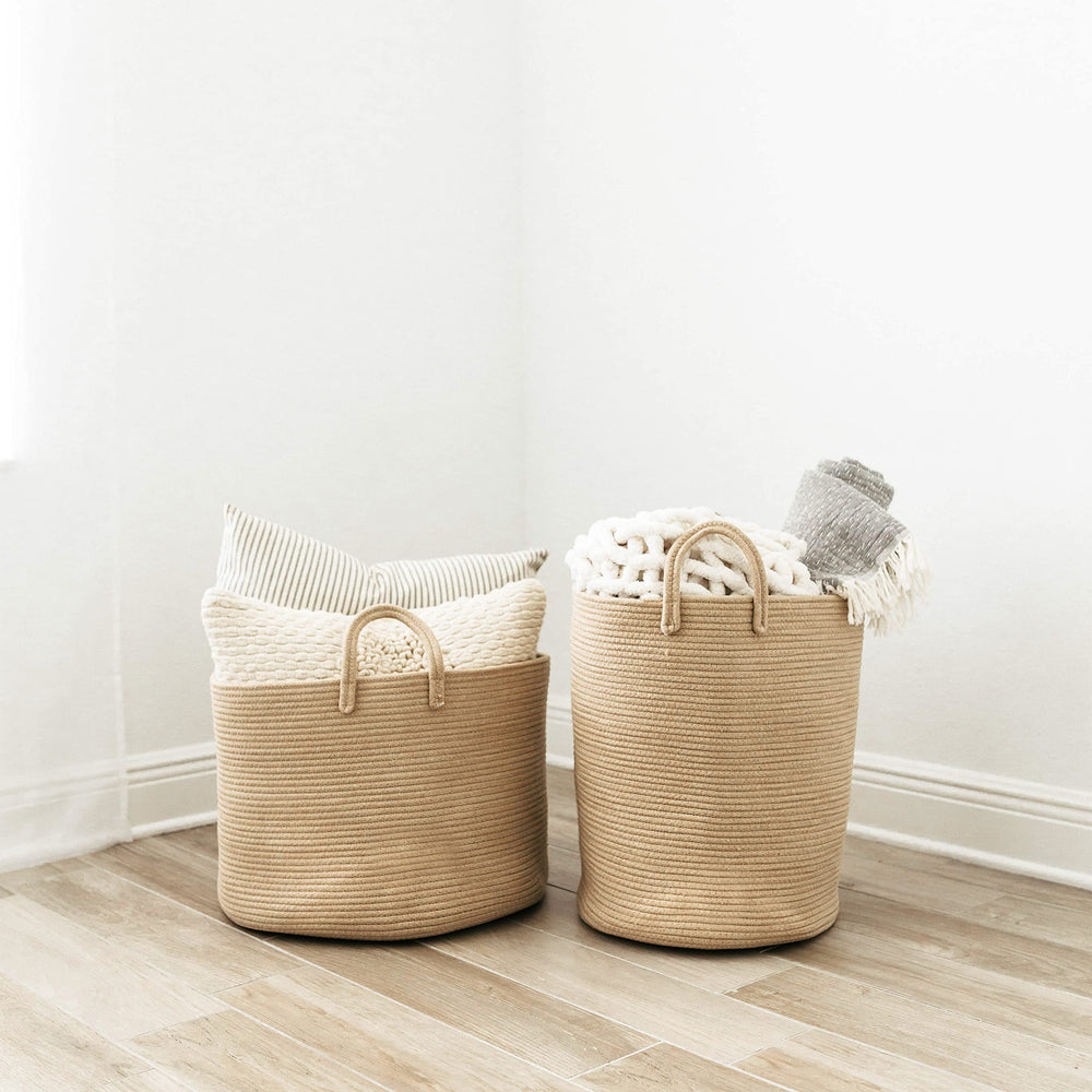 OrganiHaus foldable laundry basket for compact seasonal storage