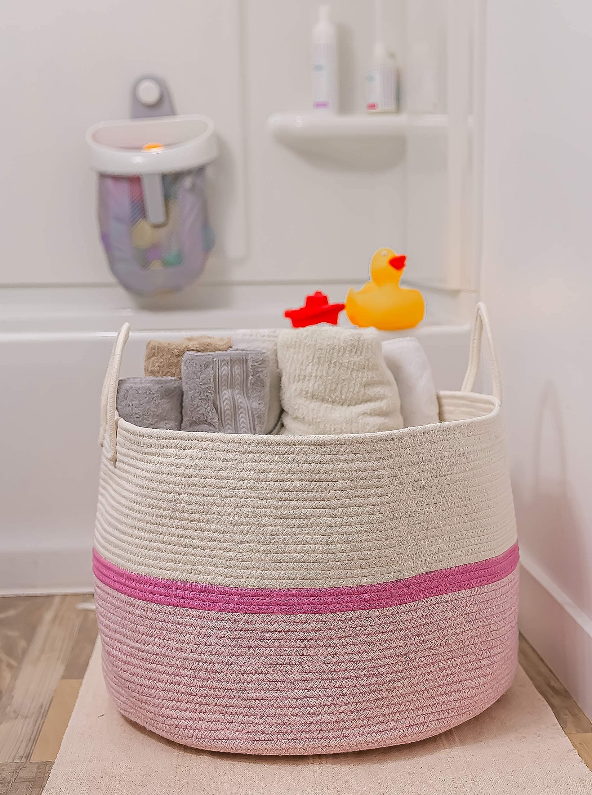 OrganiHaus foldable storage basket ready to tuck away when not in use.