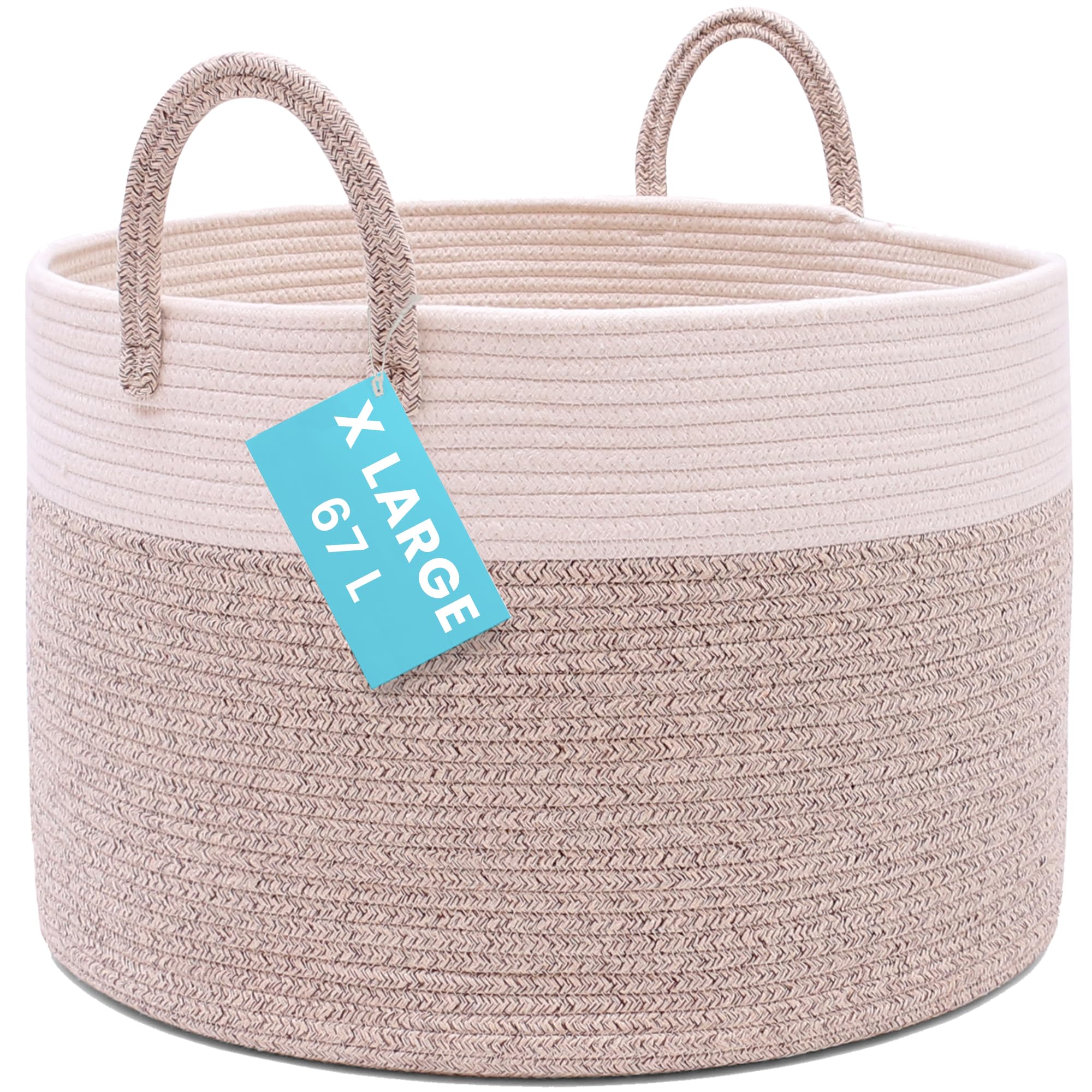 OrganiHaus large woven basket for blankets and toys enhances cozy organization.