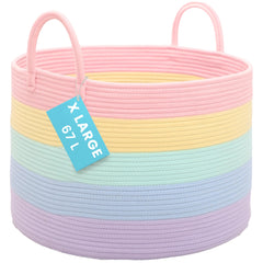 OrganiHaus Rainbow Basket in a nursery keeps toys neatly organized with cheerful color