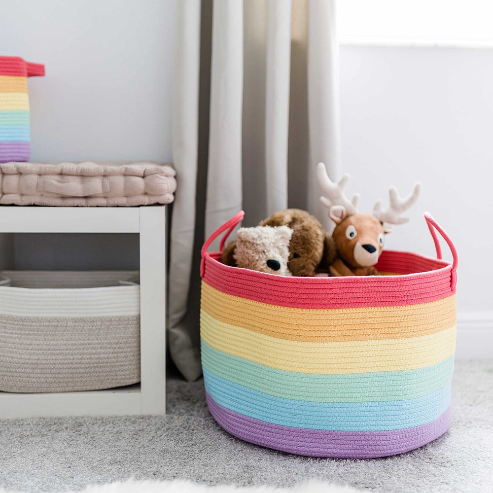 OrganiHaus Rainbow Basket dog toy bin soft and sturdy