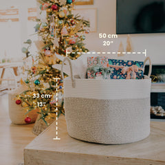 OrganiHaus rope laundry basket with handles keeps laundry tidy and easy to carry.