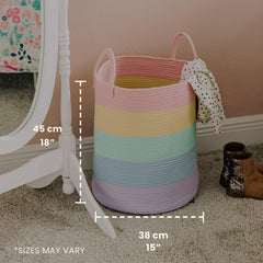 OrganiHaus tall laundry basket with reinforced handles for easy transport.