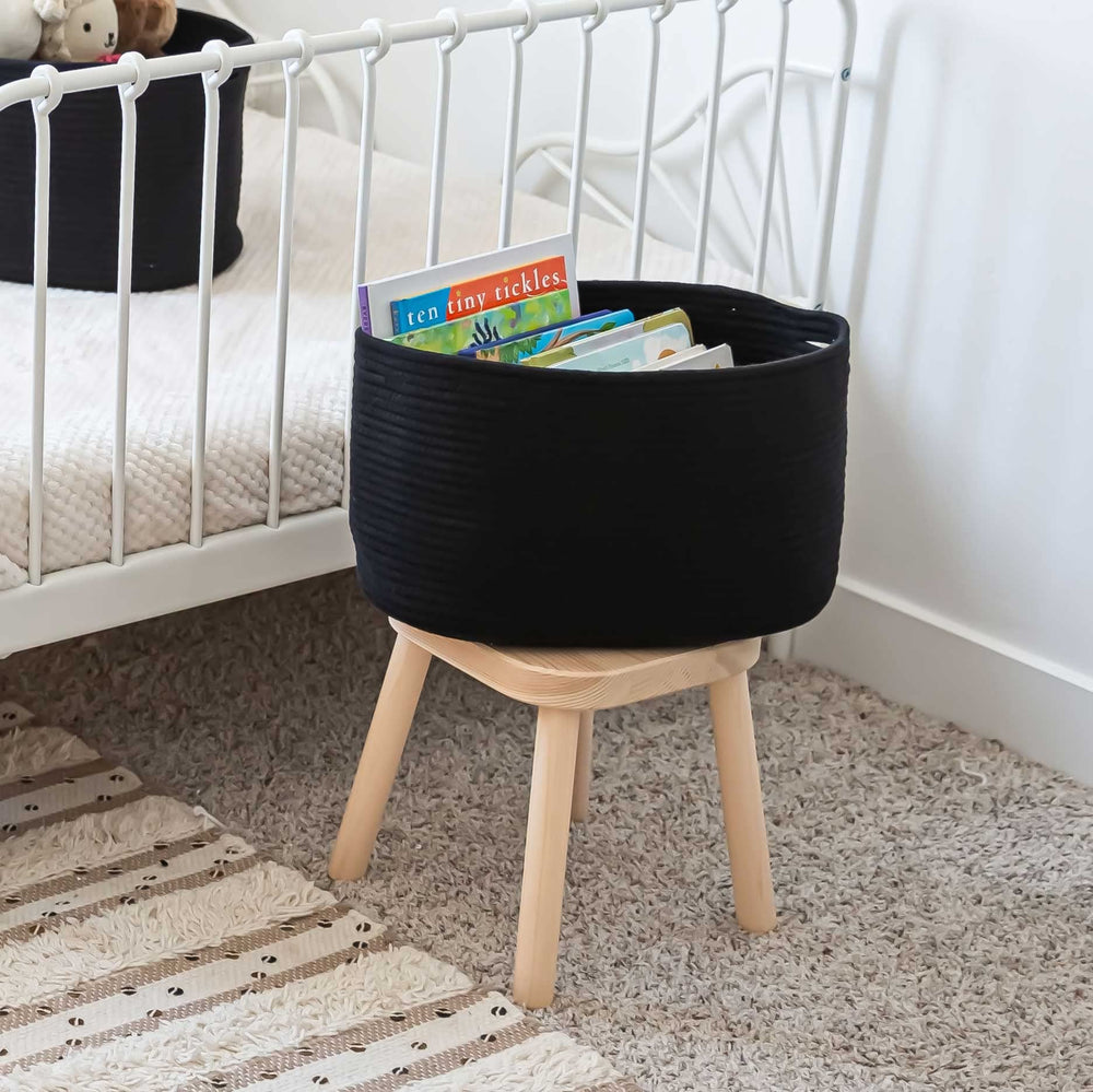 OrganiHaus woven storage basket clothes bin folds laundry while staying stylish.