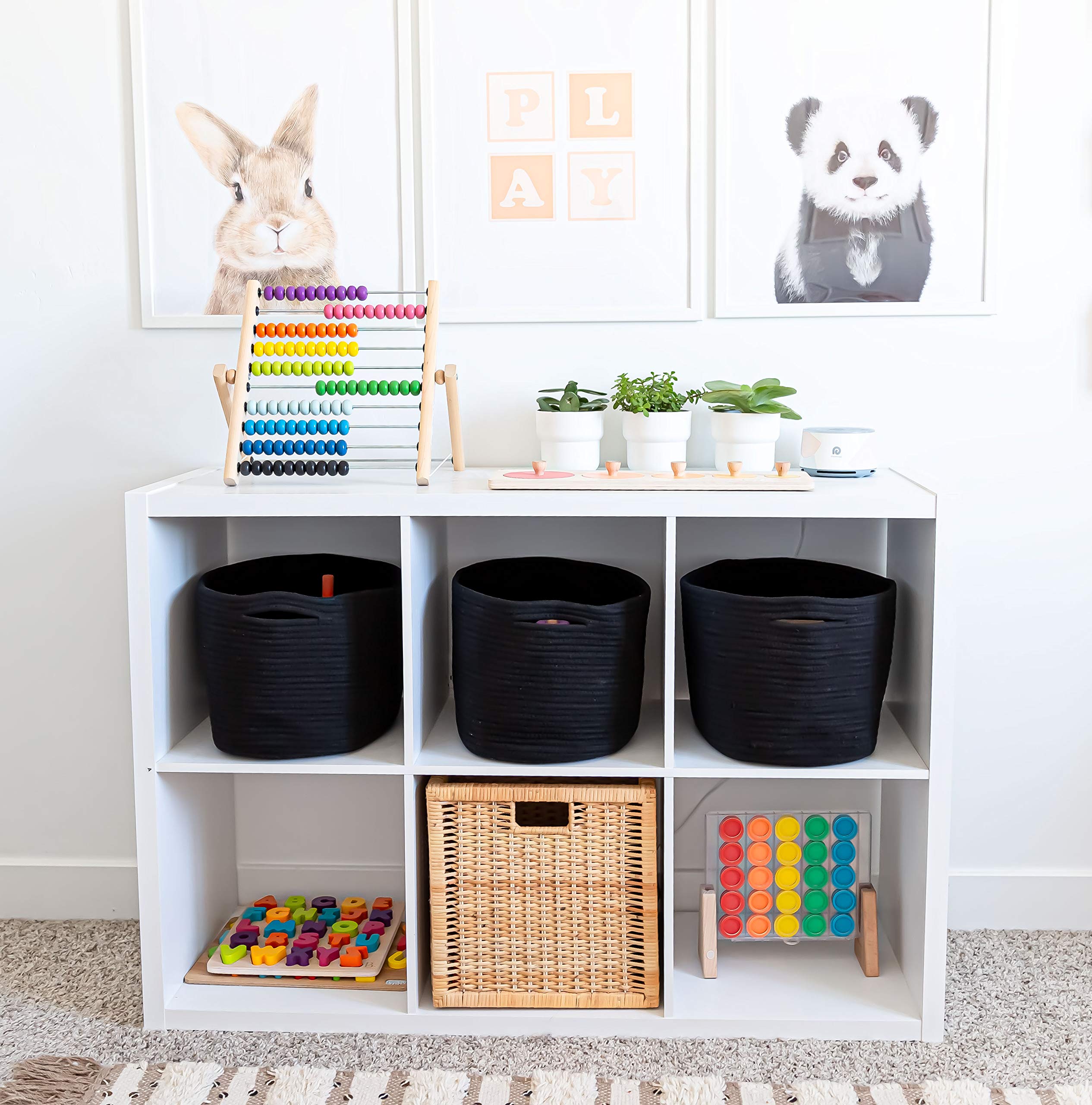 OrganiHaus woven storage basket nursery basket complements calm nursery decor.
