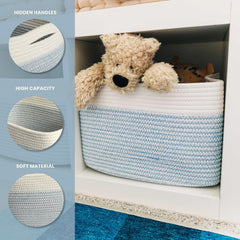 OrganiHaus decorative bin with seamless grip for easy room-to-room use.