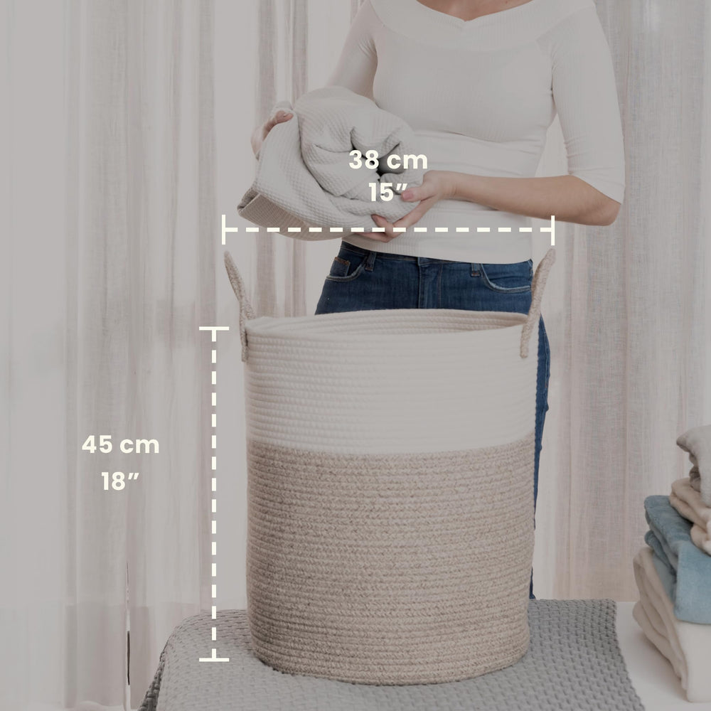 OrganiHaus cotton rope texture basket showcasing artisanal charm for toy storage